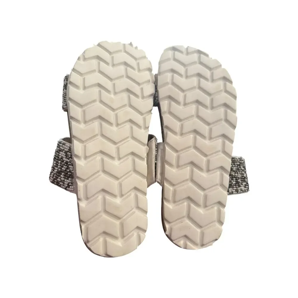 ROAN by BED STU Jury Black White Beaded Slide Sandals Women’s 7